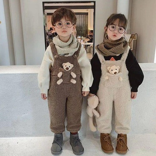 Kids Adorable Bear Overalls