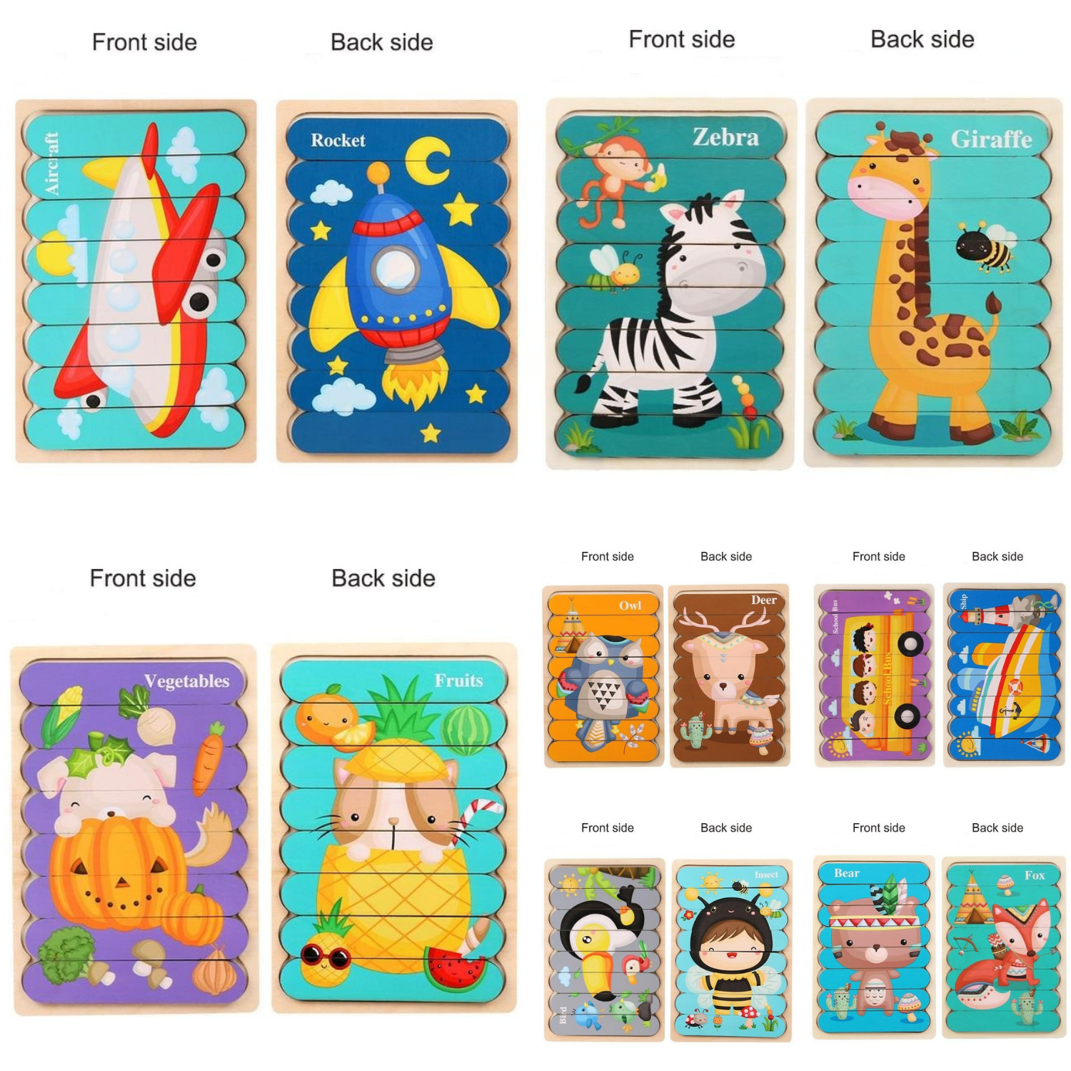 Educational Double-Sided Puzzles Collection