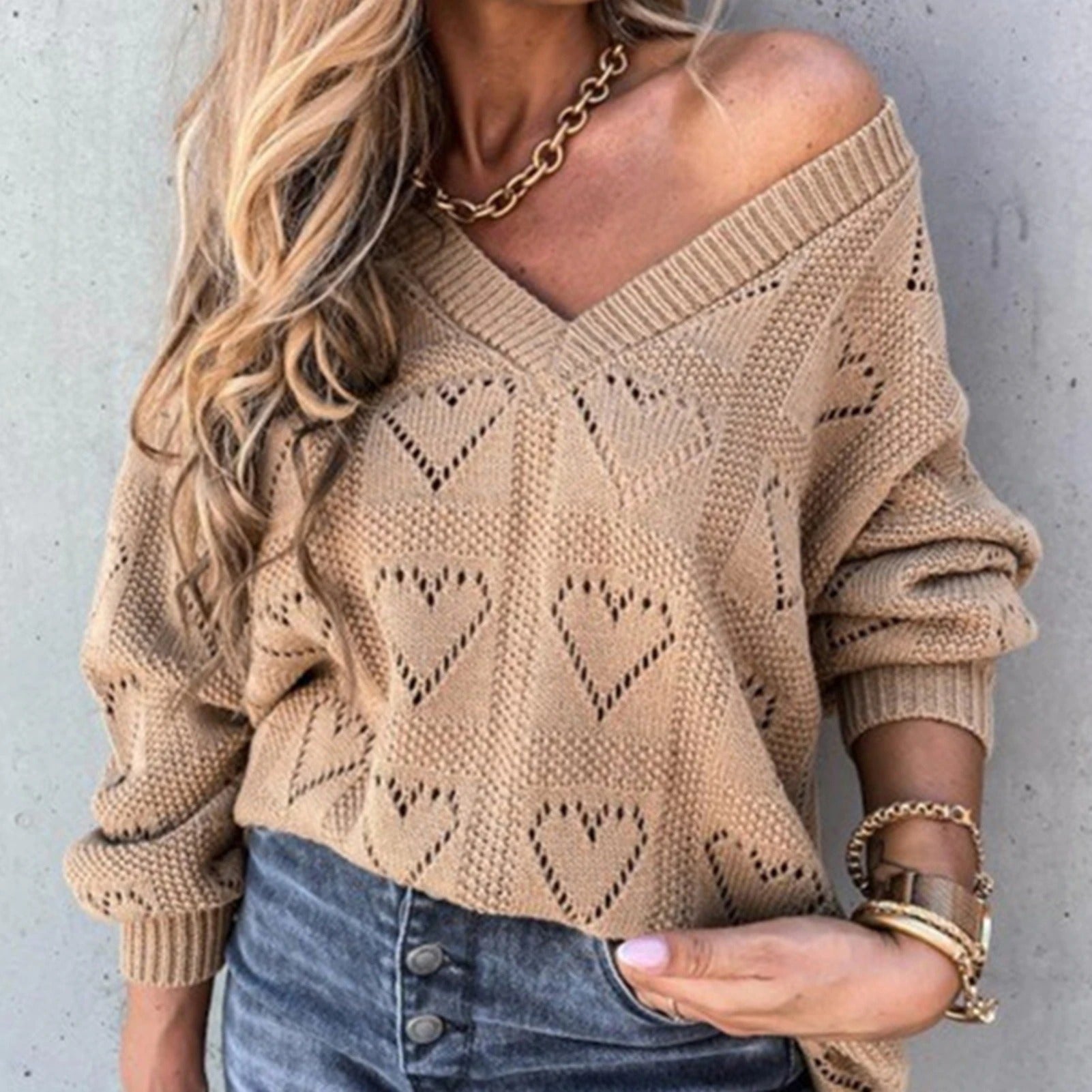 Hollow Out Hearts Sweater