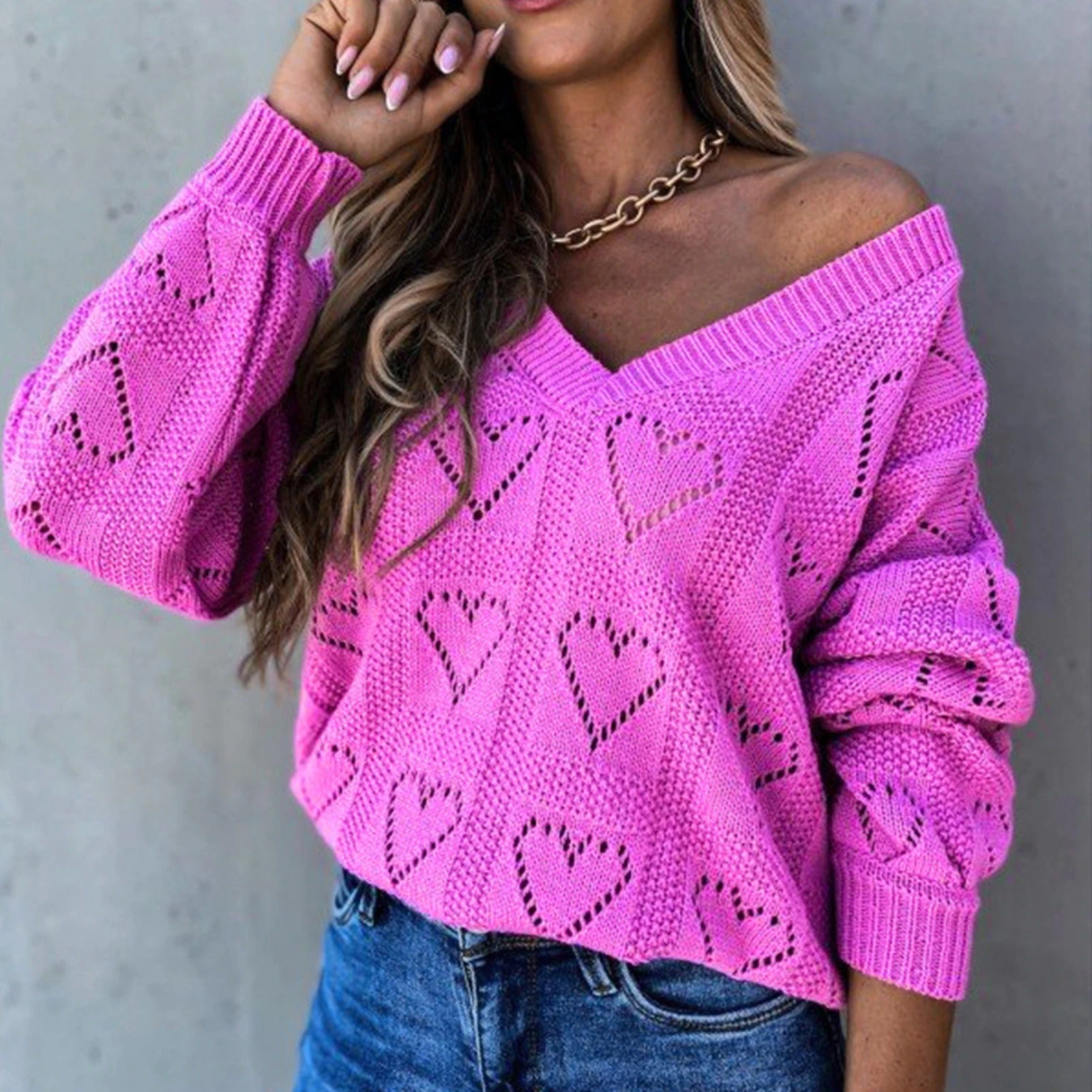 Hollow Out Hearts Sweater