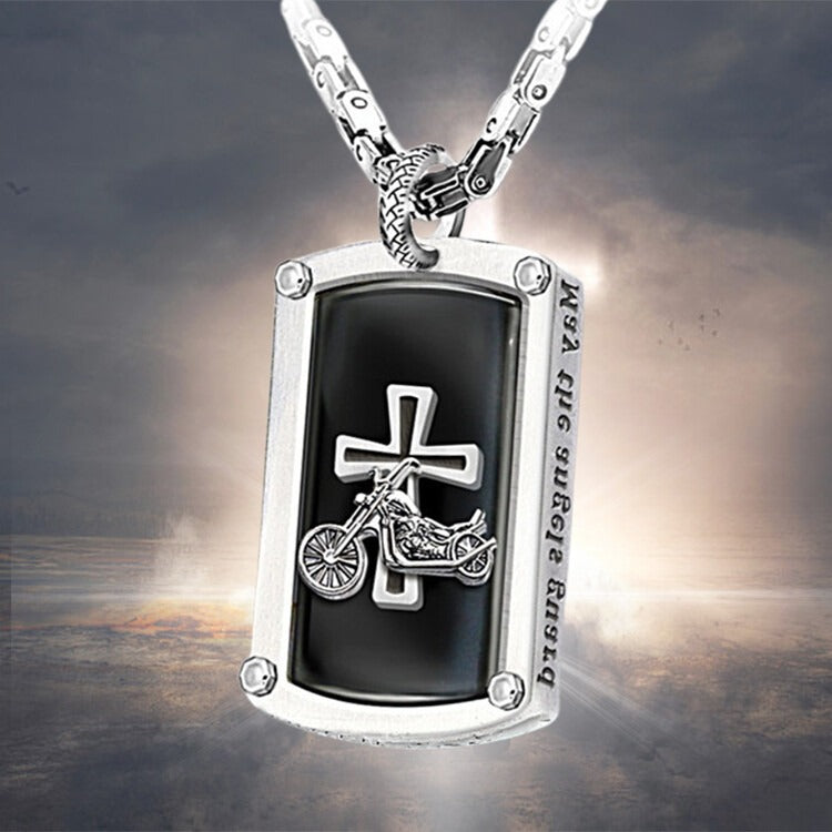 "Biker's Blessing" Stainless Steel Necklace