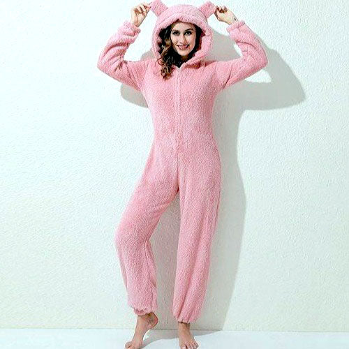 Fluffy Hooded Onesie Pajama