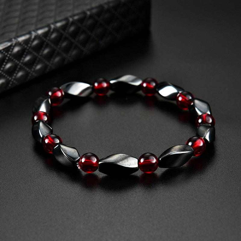 Red Agates Hematite Bracelet