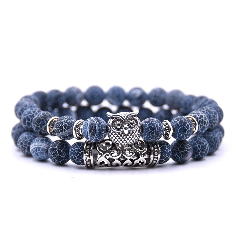 Owl Natural Lava Stone Bracelet