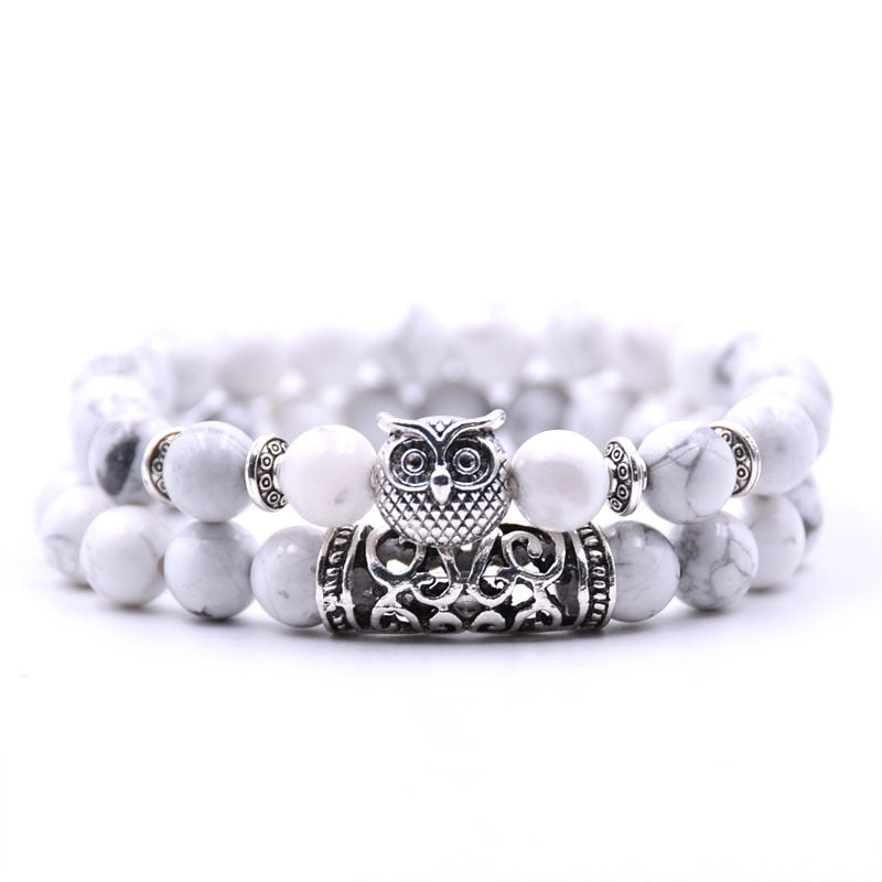 Owl Natural Lava Stone Bracelet