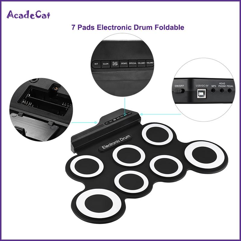 AcadeCat Roll Up 7 Pads Digital Electronic Drum