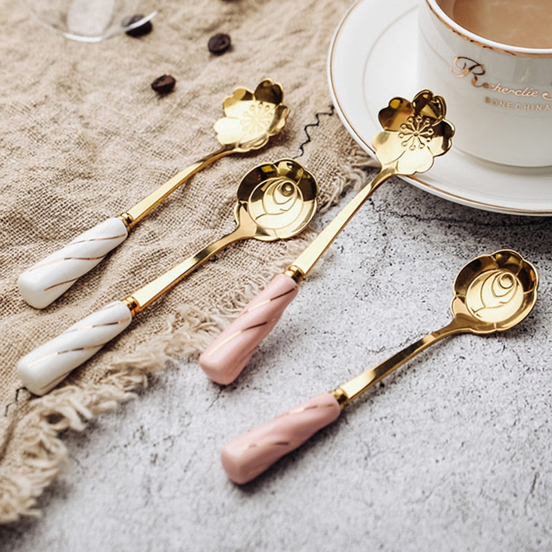 Rose & Sakura Flower Coffee Spoon