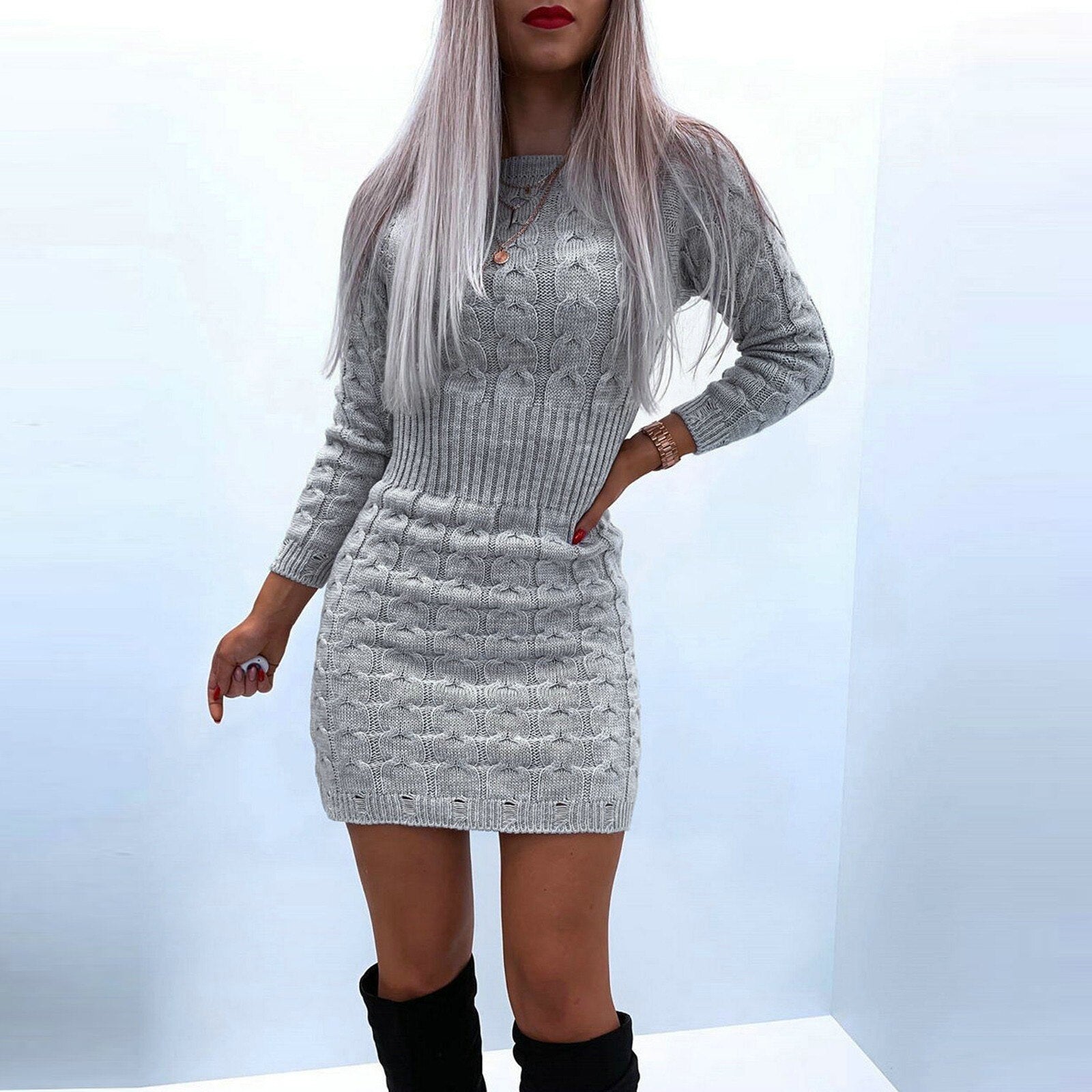 Adeline Knitted Sweater Dress