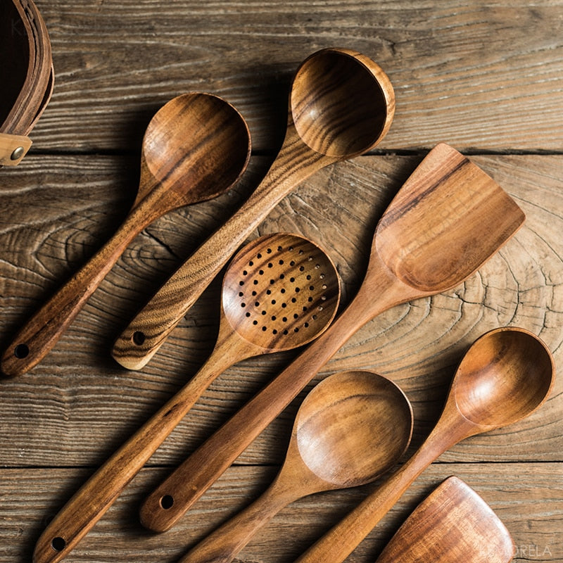 Eco-Friendly Wooden Kitchen Utensils Set