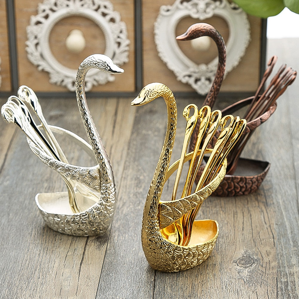 Swan-Inspired Dessert Flatware