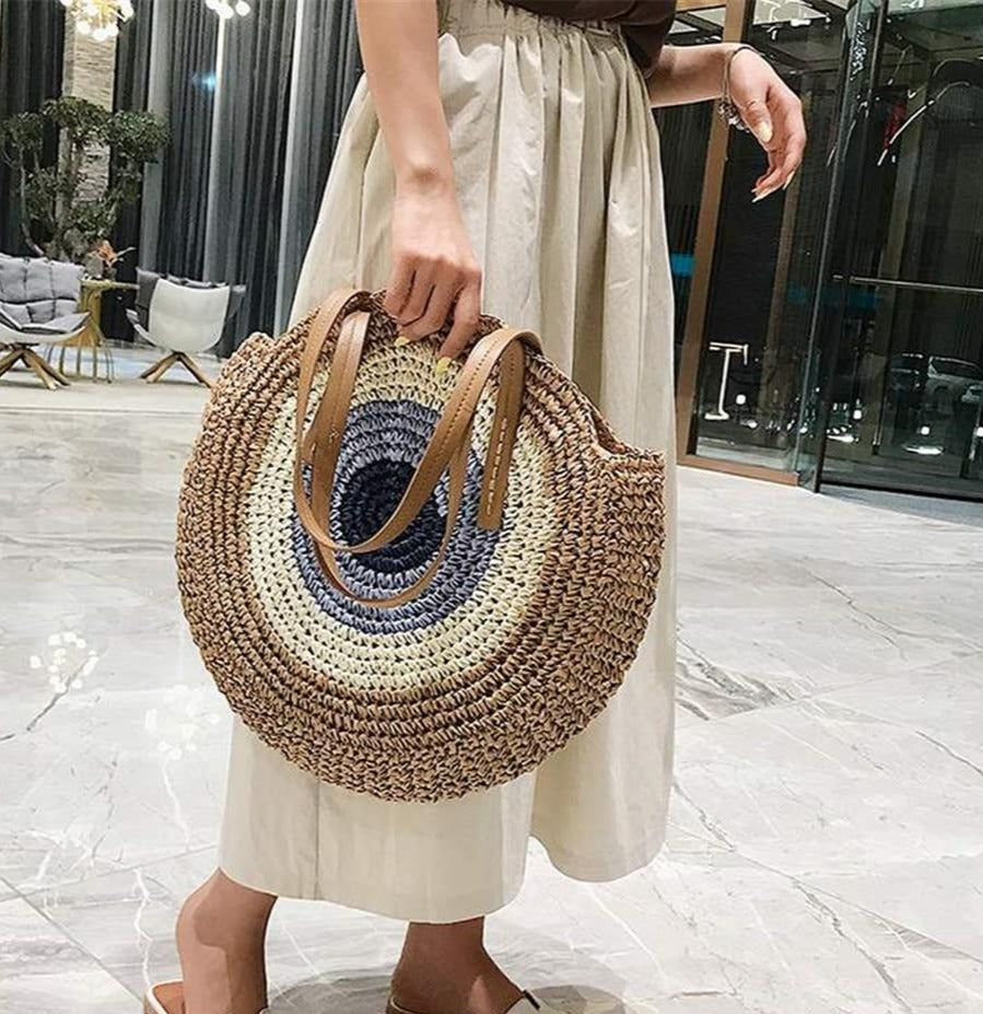 Summertime Round Woven Tote Bag