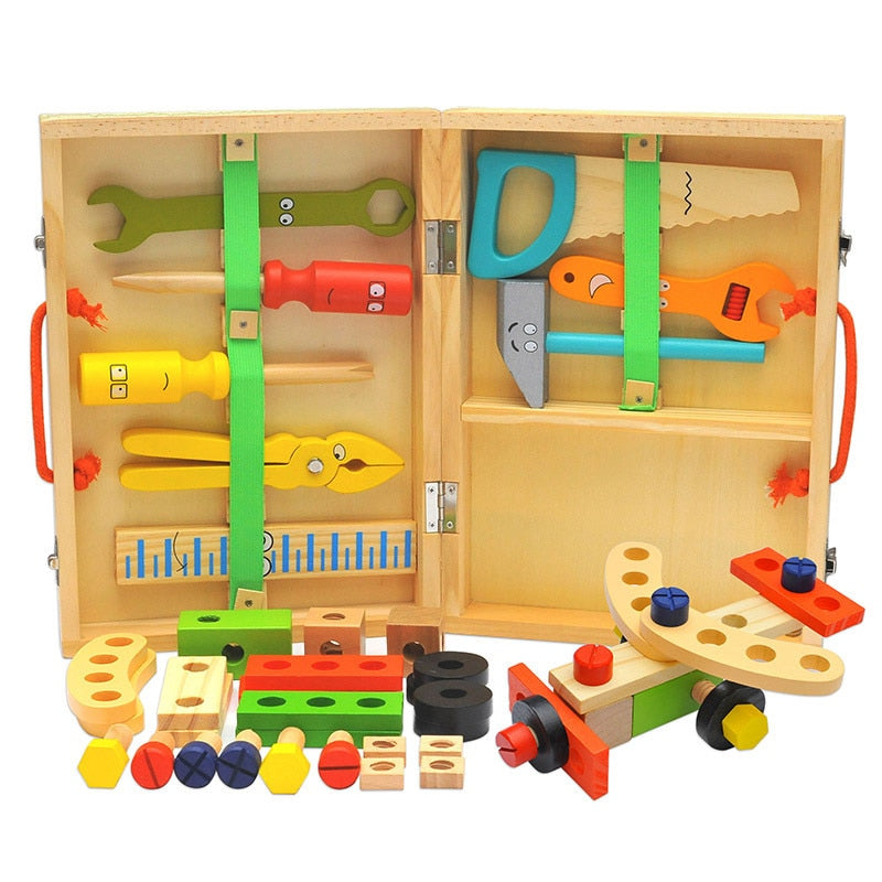 Kids Wooden Carpenter Toolbox