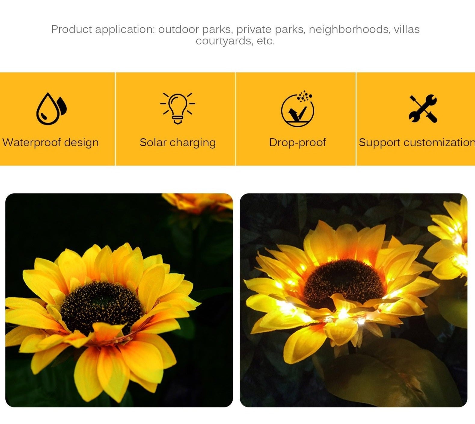 Sunflower Solar Waterproof Garden Light (Set of 2)