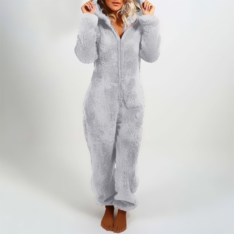 Fluffy Hooded Onesie Pajama