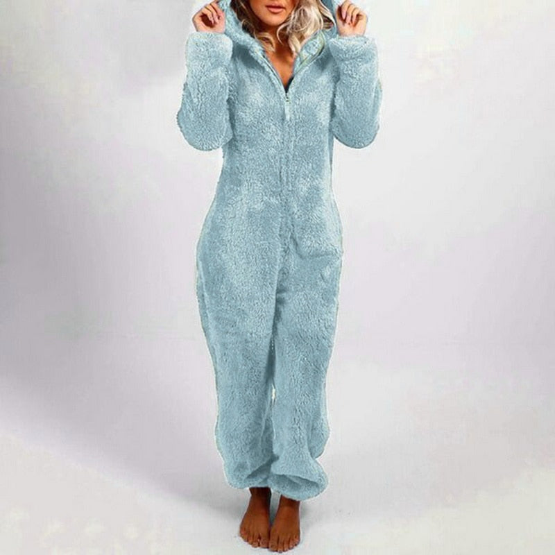 Fluffy Hooded Onesie Pajama