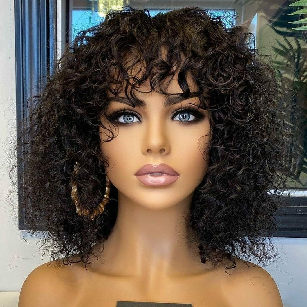 Alluring Beach Wave Wig with Bangs