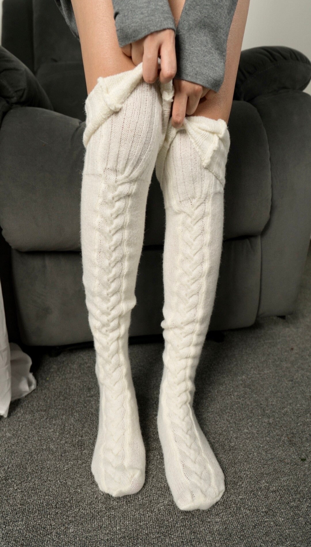 Cozy Braid Detail Knee Socks